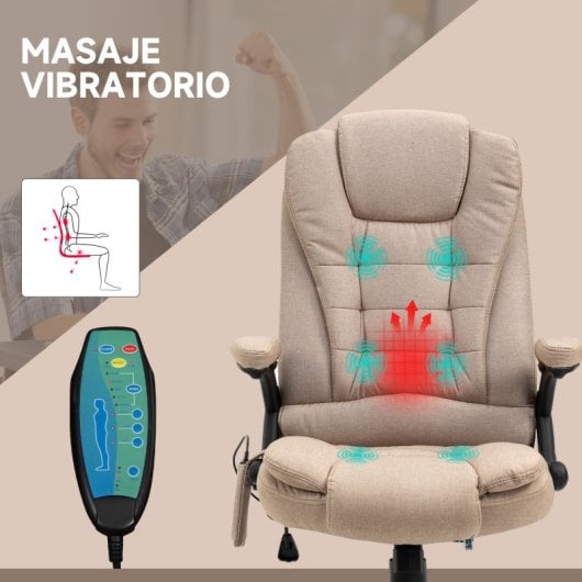 Vinsetto Silla De Masaje Reclinable Con 6 Puntos De Masaje 68x72x110-120cm Caqui