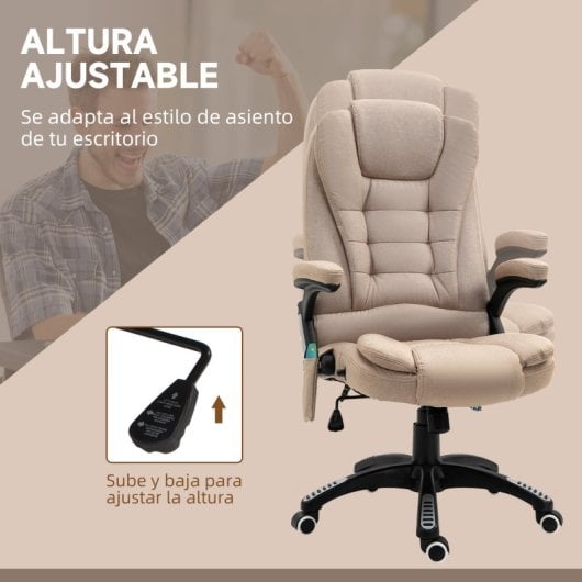 Vinsetto Silla De Masaje Reclinable Con 6 Puntos De Masaje 68x72x110-120cm Caqui