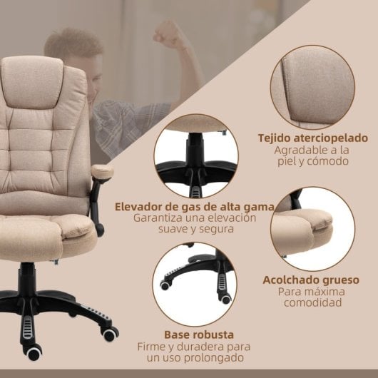 Vinsetto Silla De Masaje Reclinable Con 6 Puntos De Masaje 68x72x110-120cm Caqui