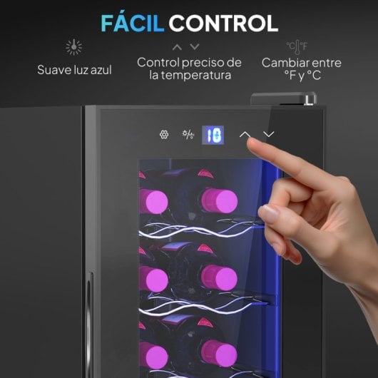 Homcom Vinoteca 12 Botellas Temperatura Ajustable 8-18? Negro