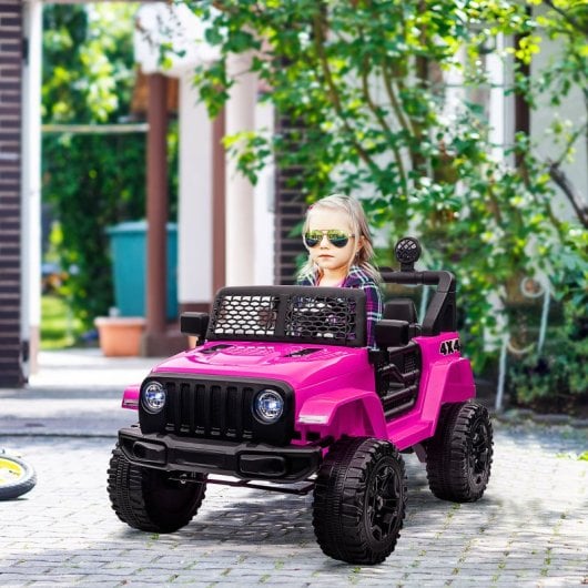 Homcom Coche Eléctrico Para Niños +3 Años Con Control Remoto 100x65x72 Cm Rosa