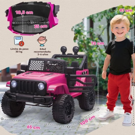 Homcom Coche Eléctrico Para Niños +3 Años Con Control Remoto 100x65x72 Cm Rosa