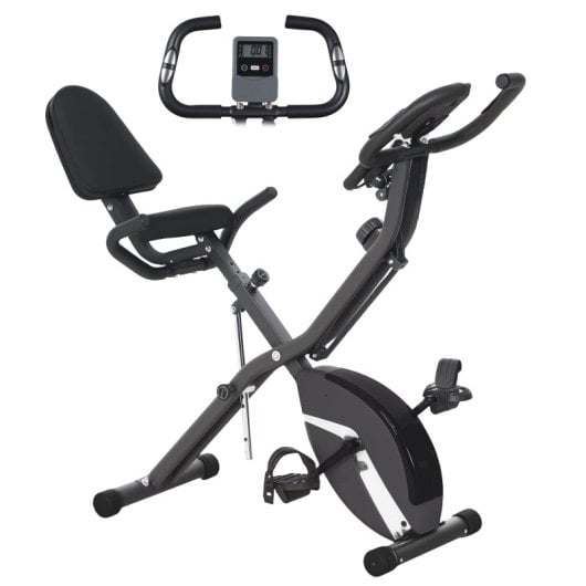 Sportnow Bicicleta Estática Plegable Con Respaldo Y Pantalla Lcd Negre