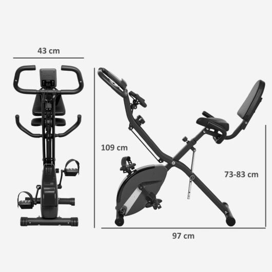 Sportnow Bicicleta Estática Plegable Con Respaldo Y Pantalla Lcd Negre
