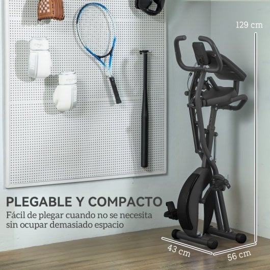 Sportnow Bicicleta Estática Plegable Con Respaldo Y Pantalla Lcd Negre