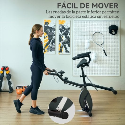 Sportnow Bicicleta Estática Plegable Con Respaldo Y Pantalla Lcd Negre