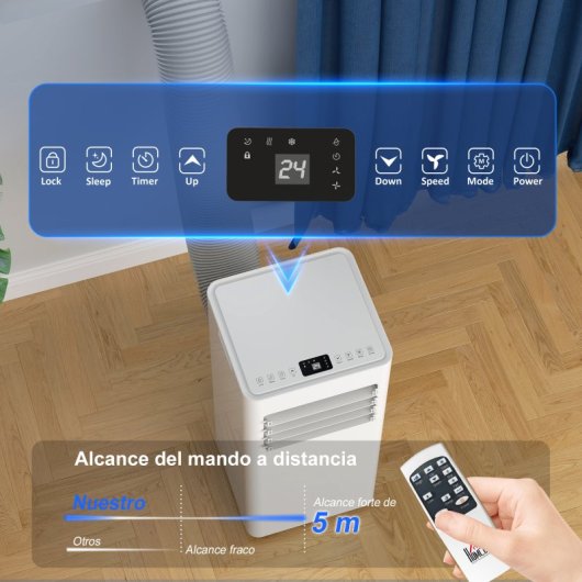 Homcom Aire Acondicionado Portátil 3 En 1 9000 Btu Para Habitación 28m² Blanco