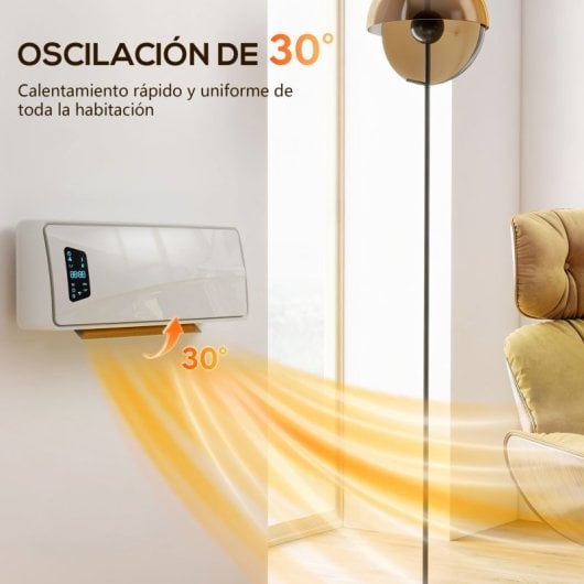 Homcom Aquecedor Cerâmico De Parede 2000w Com Termostato e Comando à Distância
