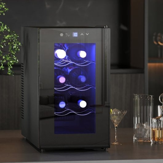 Homcom Vinoteca 8 Botellas Temperatura Ajustable 8-18? Negro