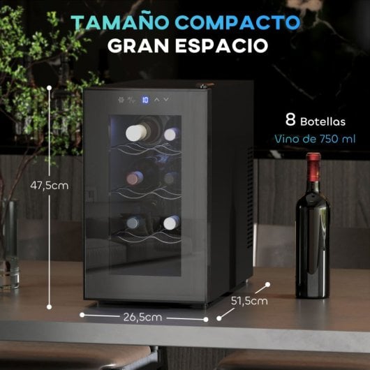 Homcom Vinoteca 8 Botellas Temperatura Ajustable 8-18? Negro
