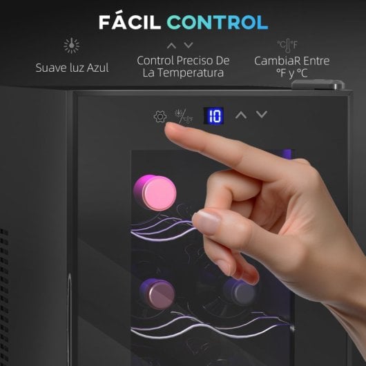 Homcom Vinoteca 8 Botellas Temperatura Ajustable 8-18? Negro