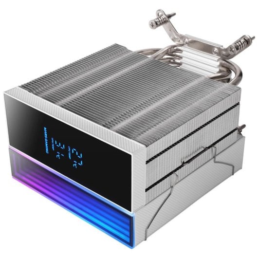 Dissipateur thermique pour processeur Mars Gaming Mcpu-lcd, TDP 300 W, 6 caloducs, ventilateur ARGB, écran LCD blanc 120 mm