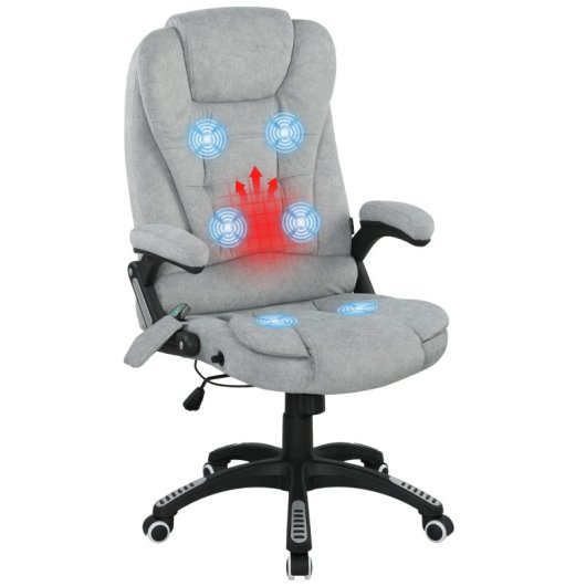 Vinsetto Silla De Oficina Reclinable Con 6 Puntos De Masaje 68x72x110-120cm Gris