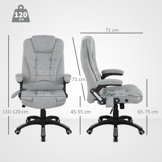 Vinsetto Silla De Oficina Reclinable Con 6 Puntos De Masaje 68x72x110-120cm Gris