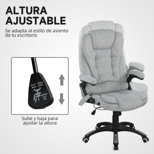 Vinsetto Silla De Oficina Reclinable Con 6 Puntos De Masaje 68x72x110-120cm Gris