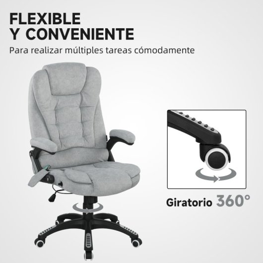Vinsetto Silla De Oficina Reclinable Con 6 Puntos De Masaje 68x72x110-120cm Gris