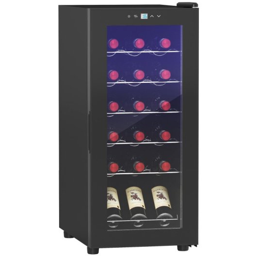 Homcom Nevera Vinos 18 Botellas 50l Con Luz Led Interior Pantalla Táctil Digital