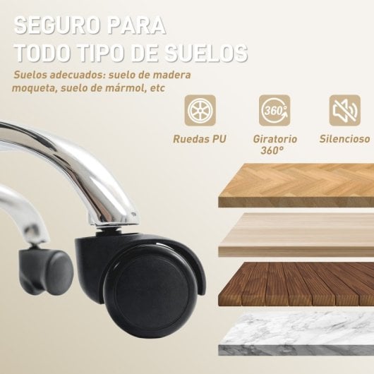 Homcom Cadeira de Escritório com Apoio para Pés, Encosto Reclinável e Altura Ajustável Bege