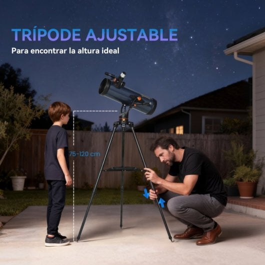 Outsunny Telescopio Reflector Astronómico Para Adultos Principiantes Con Trípode