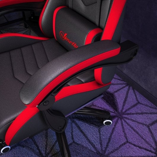 Vinsetto Silla Gaming De Cuero Pu Reclinable 135° Altura Ajustable Negro Y Rojo