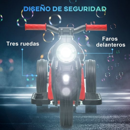 Aiyaplay Moto Eléctrica Infantil 6v Con Burbujas, Música Y Luces 30 Kg Rojo