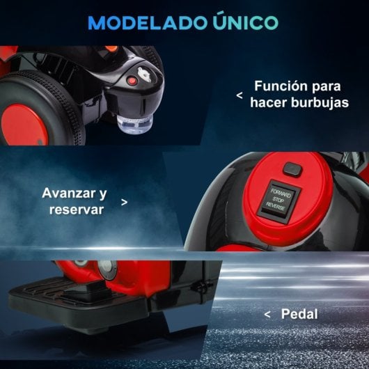 Aiyaplay Moto Eléctrica Infantil 6v Con Burbujas, Música Y Luces 30 Kg Rojo