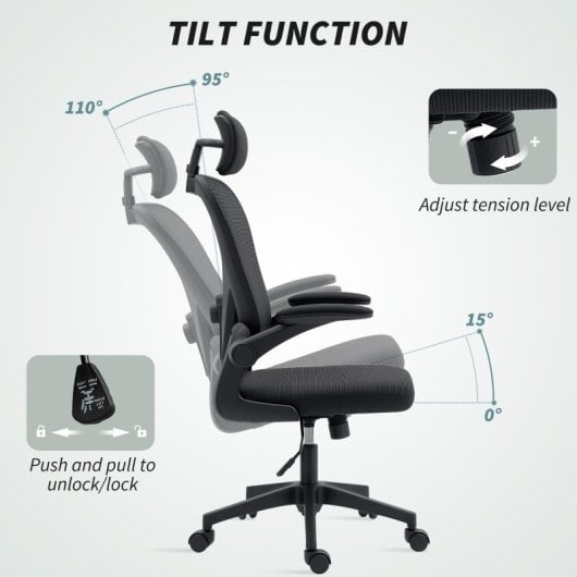 Homcom Silla De Oficina De Malla Con Soporte Lumbar Y Altura Ajustable Negro