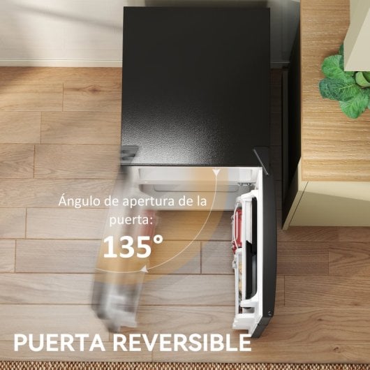 Frigorífico portátil silencioso Homcom Mini Silent de 88 litros, Classe E, com porta reversível, preto.