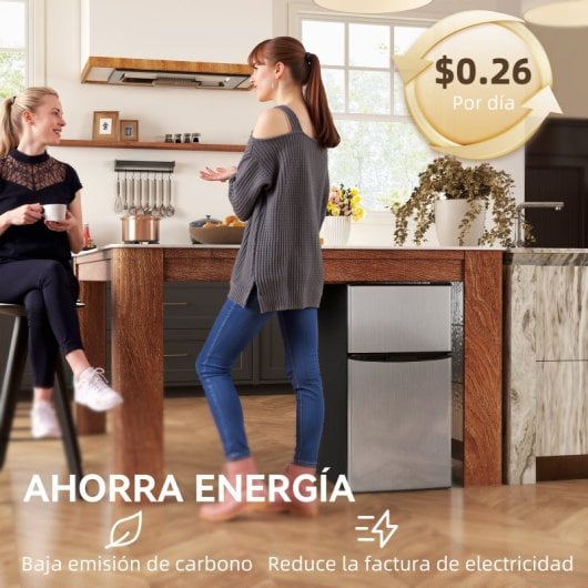 Frigorífico portátil silencioso Homcom Mini Silent de 88 litros, Classe E, com porta reversível, preto.