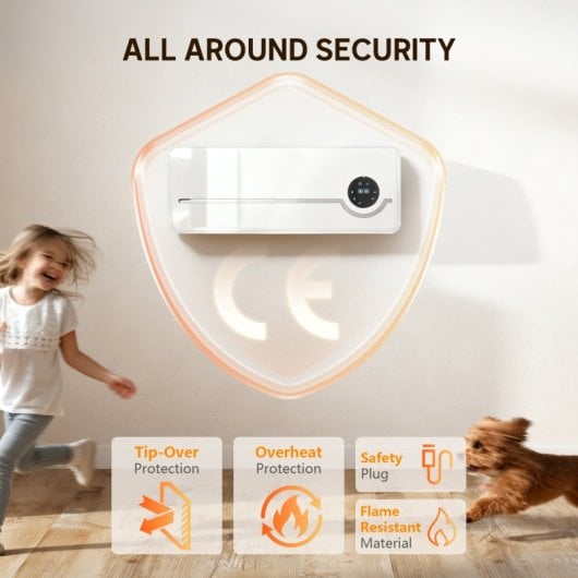 Homcom Aquecedor De Parede 2000w Com Controlo Remoto Ecrã LED e Temporizador