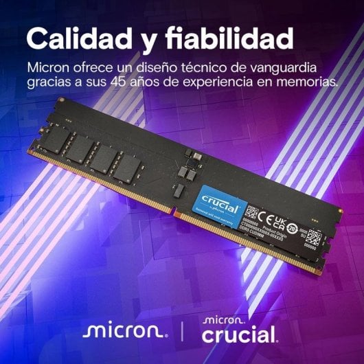 Mémoire RAM Crucial CT32G64C52CU5 32GB 1x32GB DDR5 6400MHz CL52 DIMM Noir