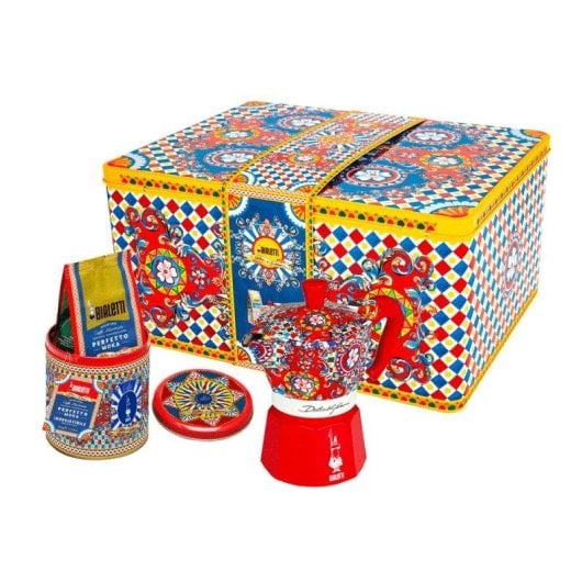 Kaffeemaschine Moka Italienisch Bialetti Dolce&Gabbana Carretto Siciliano 3 Tassen 0,13 L mit Kaffee