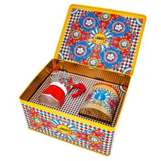 Kaffeemaschine Moka Italienisch Bialetti Dolce&Gabbana Carretto Siciliano 3 Tassen 0,13 L mit Kaffee