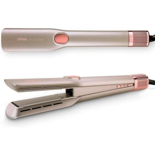 Keramik-Glätteisen Ufesa Air Duo Style 220ºC 3 Temperaturstufen Abschaltautomatik Breite Platten LCD Silber