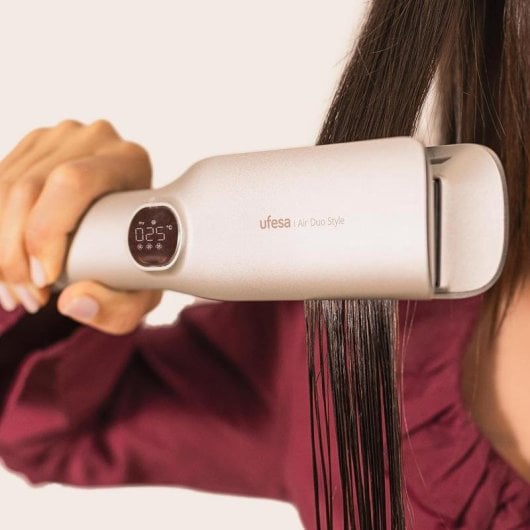 Secador-Alisador Ufesa Air Duo Style 3 en 1 Motor Digital 110000 rpm/Placas Cerámicas LCD/Silver