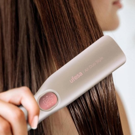 Secador-Alisador Ufesa Air Duo Style 3 en 1 Motor Digital 110000 rpm/Placas Cerámicas LCD/Silver