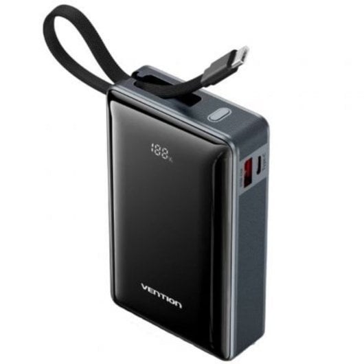 Vention Powerbank 20000mAh FKDM0 65W Grigio con Display LED e Cavo USB-C Integrato