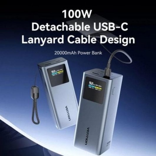 Vention Powerbank 20000mAh FKCH0 100W Grau USB-C/USB-A TFT Display