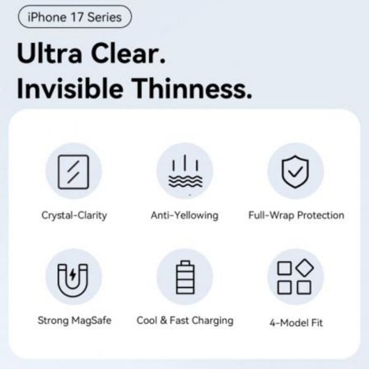 Funda per smartphone Vention Concise Impact Cover Rigida PC TPU Trasparente MagSafe per iPhone 17