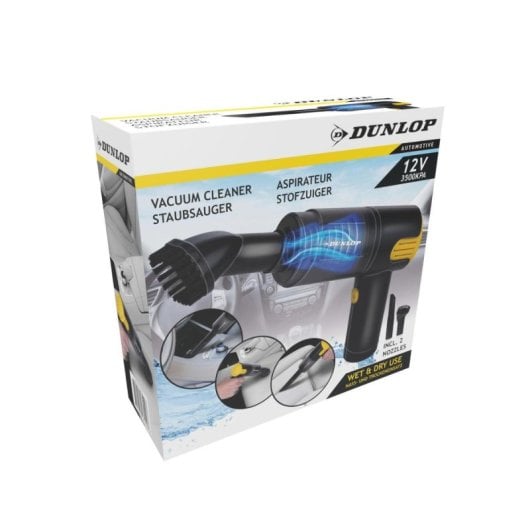 Aspirador De Mano Dunlop 12v 2 Boquillas Negro