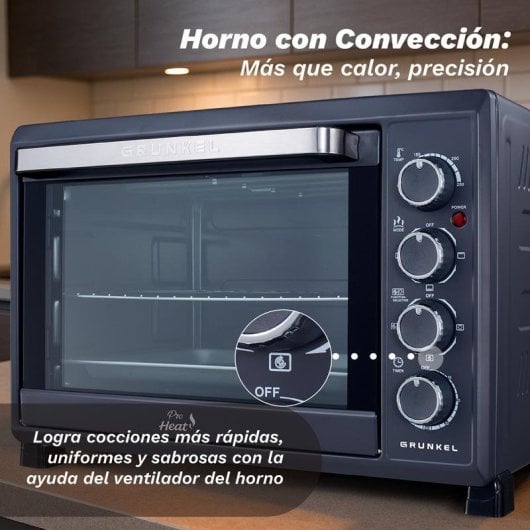 Horno eléctrico Grunkel HR-38PRO 38 L Negro Acero con convección y doble cristal