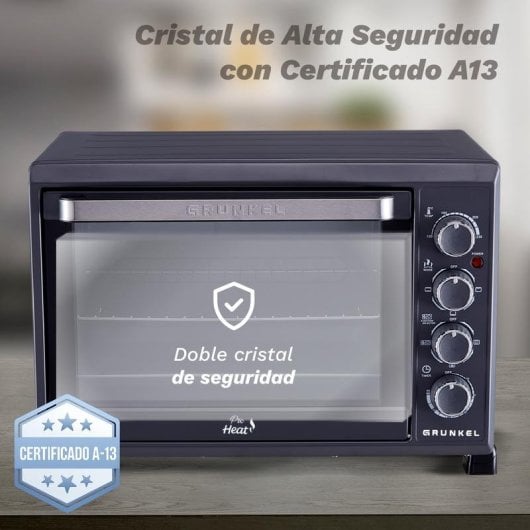Horno eléctrico Grunkel HR-38PRO 38 L Negro Acero con convección y doble cristal