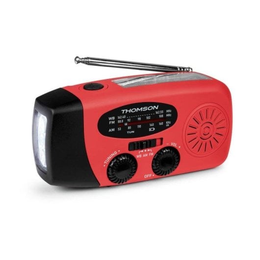 Radio Solar de Emergencia Thomson RT260R AM/FM Linterna LED Powerbank 2000 mAh y Función SOS