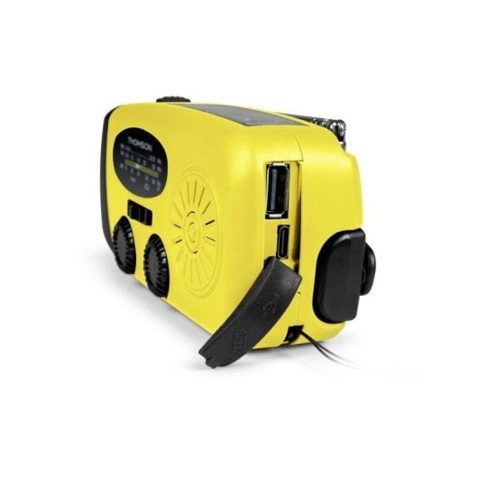 Radio solar de emergencia Thomson RT260Y con linterna LED, powerbank 2000 mAh y función SOS