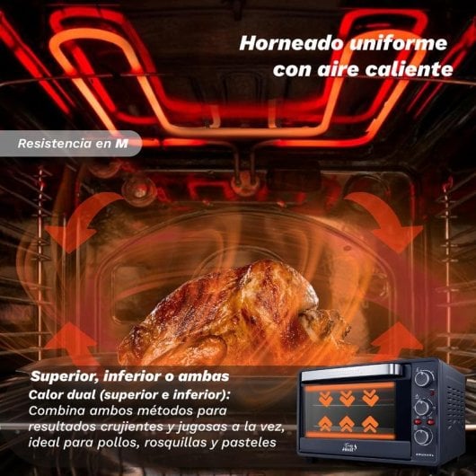 Horno eléctrico Grunkel HR-28COOK 28 L Negro Acero con convección y temporizador