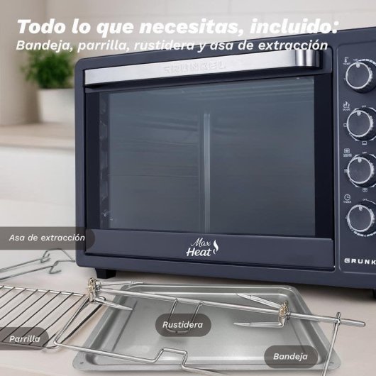 Mini Forno Grunkel HR-63MAX 63L Convecção Vidro Duplo Preto Inox