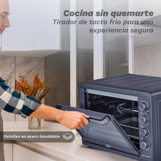 Mini Forno Grunkel HR-63MAX 63L Convecção Vidro Duplo Preto Inox