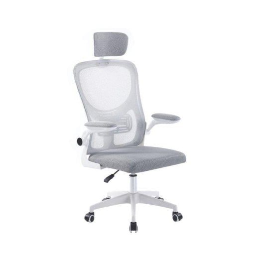 Silla de Oficina Adec Aero Respaldo de Malla con Reposacabezas Regulable Gris Claro 106-116x62x62 cm