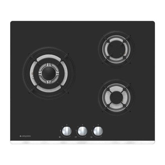 Placa de Gas Aspes AGW3601N 3 Fuegos 6050 W Negra Acero Integrable