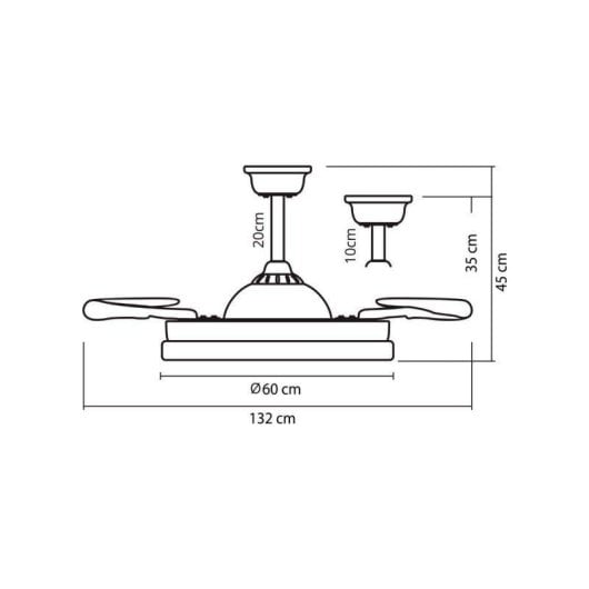 Ventilador de Techo Bel Air Home New Asgard XL LED 80 W 132 cm 4 Aspas Retráctiles Blanco